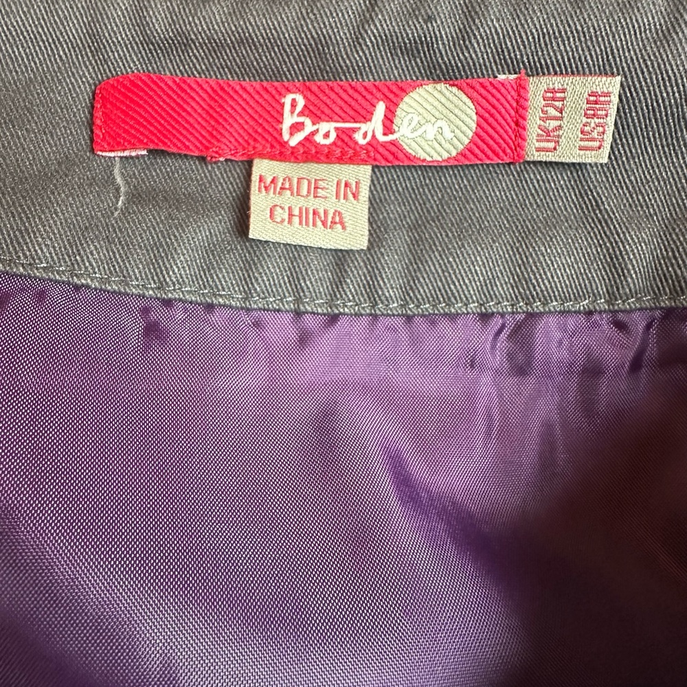 Boden Gray With Multicolored Patchwork A-Line Ski… - image 3